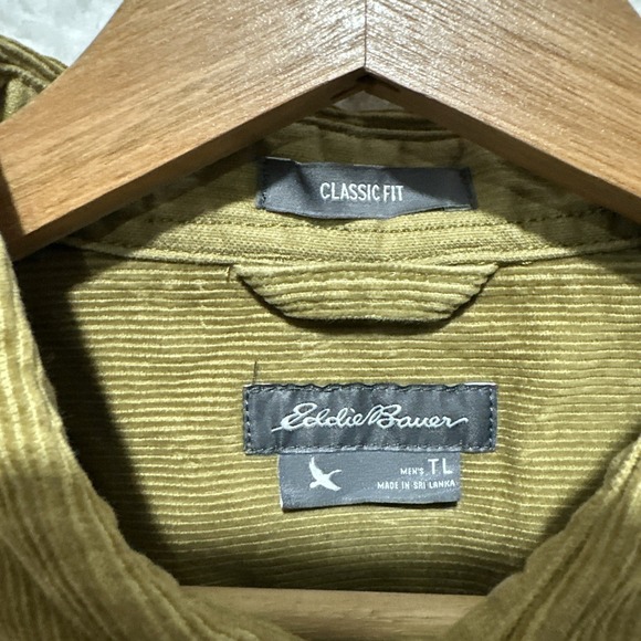 Eddie Bauer Tan Shirt Mens L Large TL Heavy Corduroy Elbow‎ Patch Classic Fit - Picture 3 of 14
